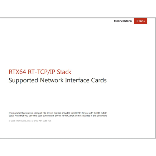 RTX64 4.x Supported Network Interface Cards